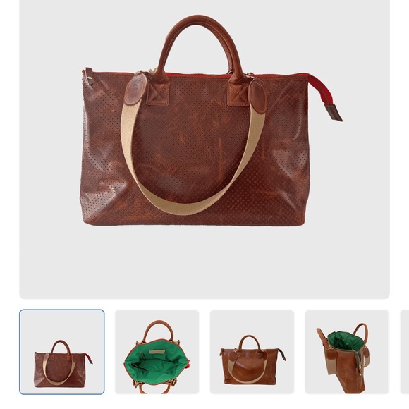 Blair Ritchey MINI HUGH PERFORATED CHESTNUT with POPPY ZIPPER Beautiful Leather - Picture 9 of 15
